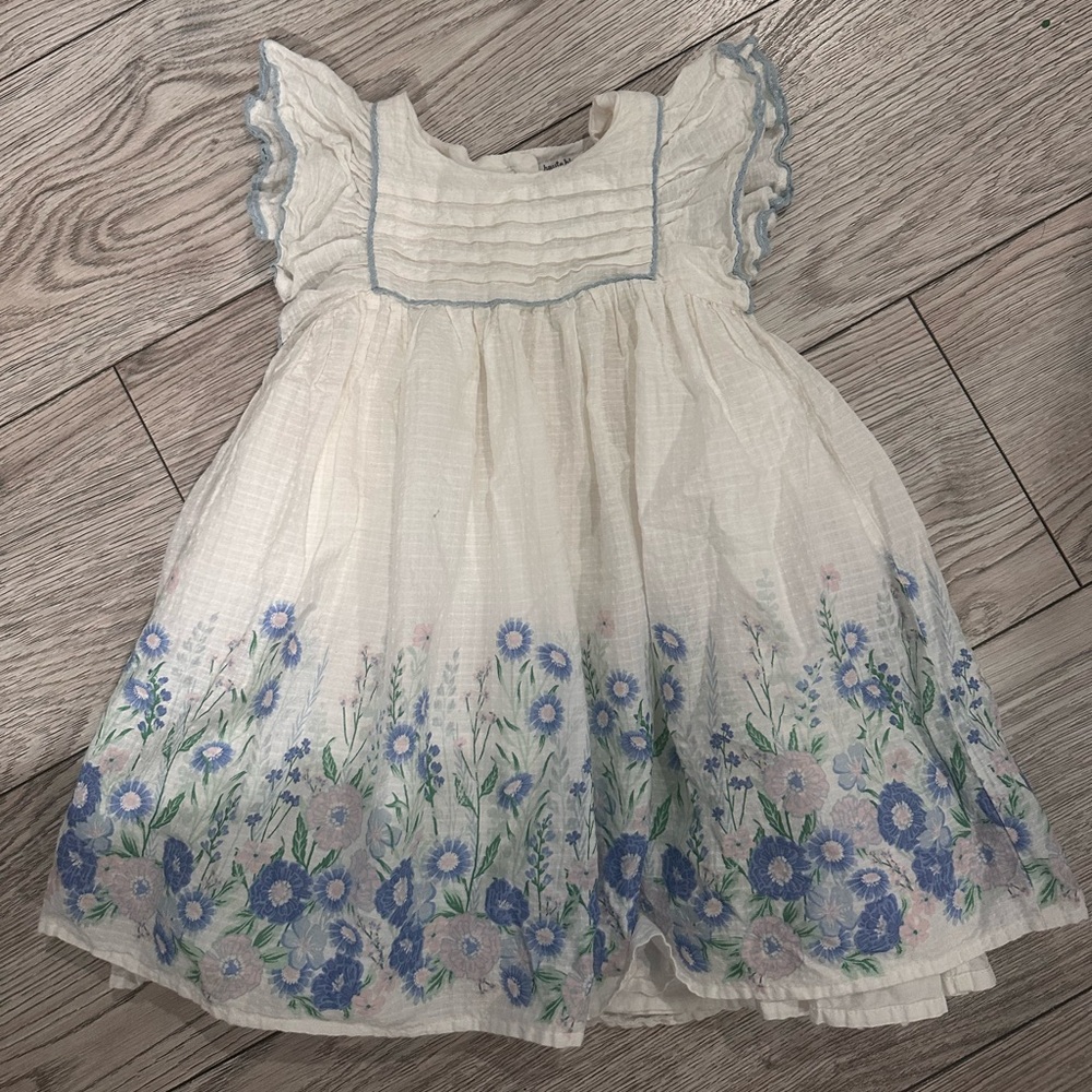 Haute Hippie Kids Dress - Cream and Blue Floral